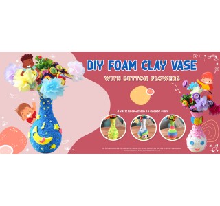 DIY Foam Clay Vase with Button Flowers DIY Foam Clay Vase with Button Flowers